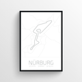 Plakat Nürburgring Nordschleife | Mapa Toru "The Green Hell"
